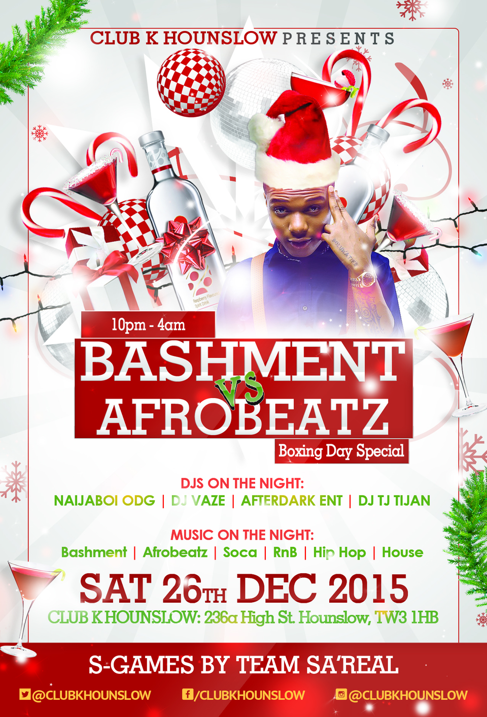 Bashment vs Afrobeatz Boxing Day Special tickets Club K Hounslow