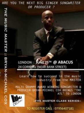 US Multi-Grammy winning songwriter Bryan-Michael Cox Masterclass in London