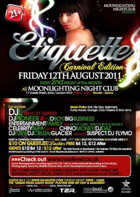 Etiquette "Ladies Go Free" The Pre Carnival Party Friday 12th August 11