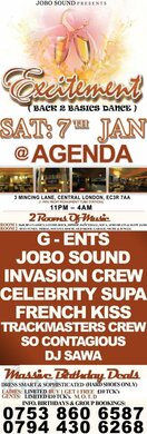 EXCITEMENT @ AGENDA : SAT: 7th JANUARY &gt;&gt; £9 TICKETS &gt; ON LINE OFFER FOR LADIES