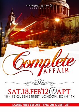 Complete Affair ★ Ladies Free ★ BB:28F21369