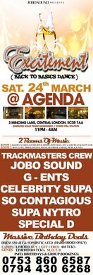 EXCITEMENT @ AGENDA : SAT: 24th MARCH &gt;&gt; £5 TICKETS &gt; ON LINE OFFER FOR LADIES ONLY