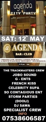 AGENDA CITY PARTY @ AGENDA CLUB : SAT: 12th MAY&gt; £5 TICKETS &gt; ON LINE OFFER FOR LADIES ONLY