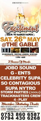 EXCITEMENT PARTY @ THE GABLE: SAT: 26th MAY> £5 TICKETS > ON LINE OFFER FOR LADIES ONLY