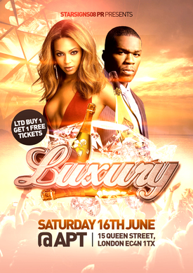 LUXURY  - SAT 16TH JUNE @APT BAR ★ LTD BUY 1 GET 1 FREE TICKETS ★