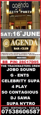 AGENDA CITY PARTY @ AGENDA CLUB : SAT: 16th JUNE&gt; £5 TICKETS &gt; ON LINE OFFER FOR LADIES ONLY