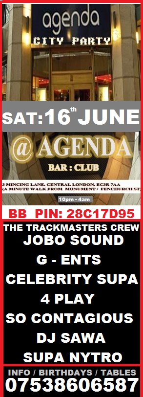 AGENDA CITY PARTY @ AGENDA CLUB : SAT: 16th JUNE> £5 TICKETS > ON LINE OFFER FOR LADIES ONLY