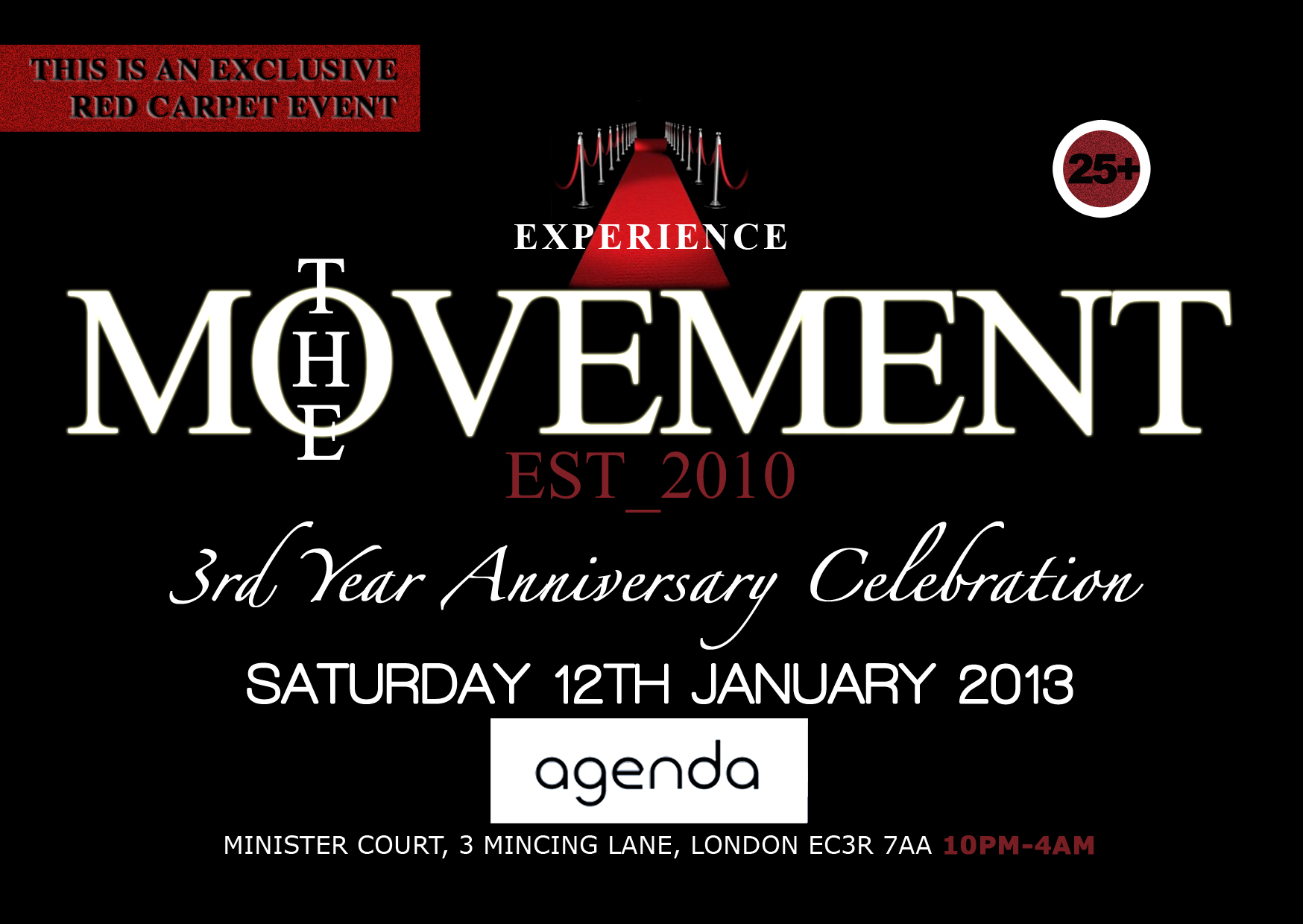 THE MOVEMENT - 3RD YEAR ANNIVERSARY CELEBRATION - SAT.12TH.JAN.at.AGENDA
