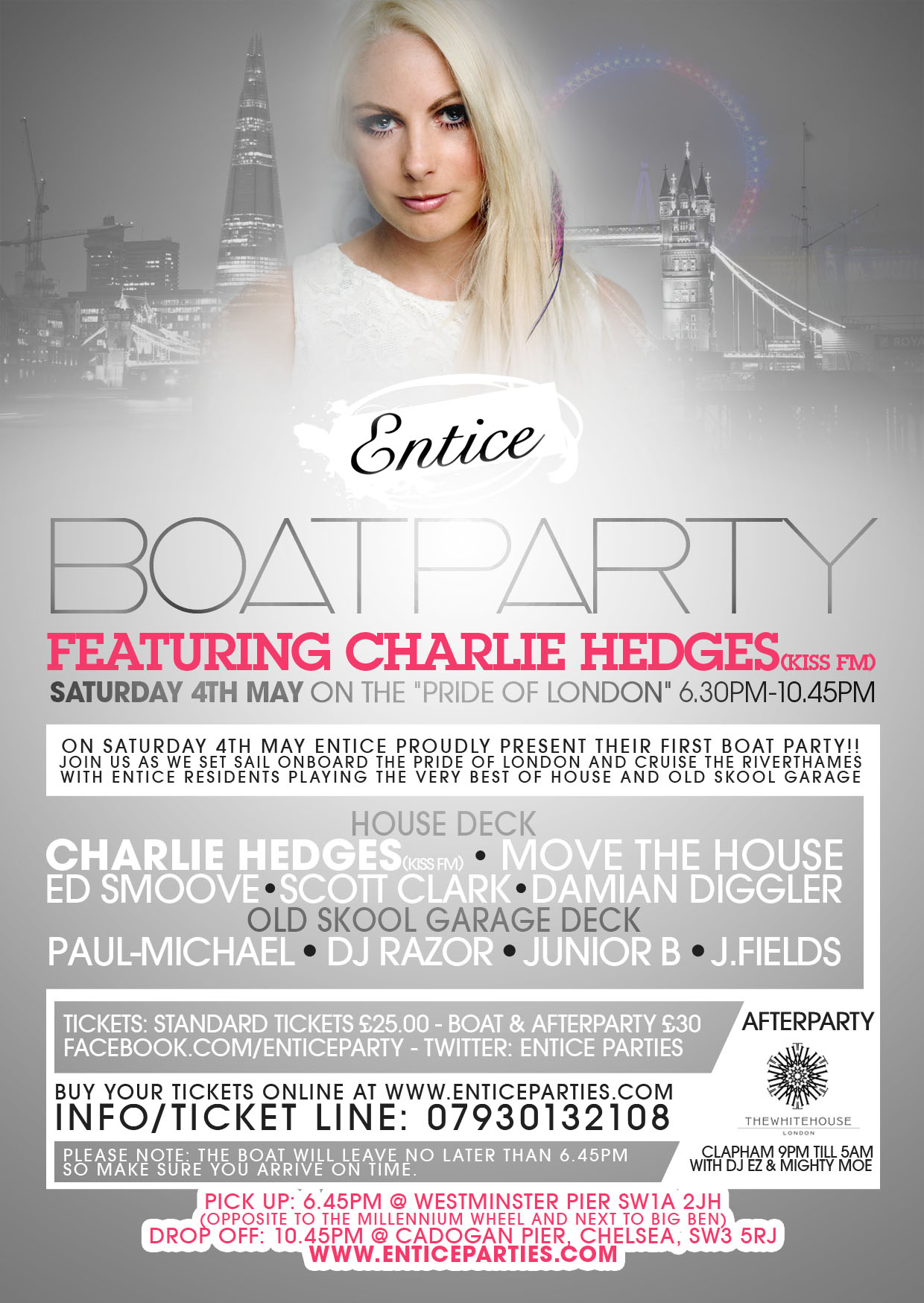 Entice Boat Party with Kiss FM's Charlie Hedges