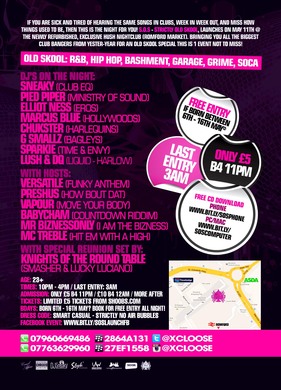 S.O.S - Strictly Old Skool ★ LAUNCH PARTY ★ Sat 11th May @ Hush, ROMFORD