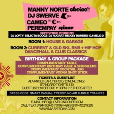 M.I.A Launch Party@ Revolution, Leadenhall || Bank Holiday Sunday 26th May || Manny Norte (Choice FM)|| Swerve (Kiss 100)|| Cameo (BBC 1Xtra)|| Perempay (Rinse FM)