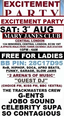 MARY JANES CLUB - CENTRAL LONDON - SAT: 3rd AUG - LADIES FREE BEFORE MIDNIGHT - BOOK TICKETS: EXCITEMENT PARTY: BB PIN: 28C17D95