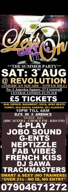 TONIGHT @ REVOLUTION AMERICAN SQUARE: LET'S GET IT ON: SUMMER PARTY: SAT: 3rd AUGUST: £5 TICKETS - CLICK TO BUY NOW