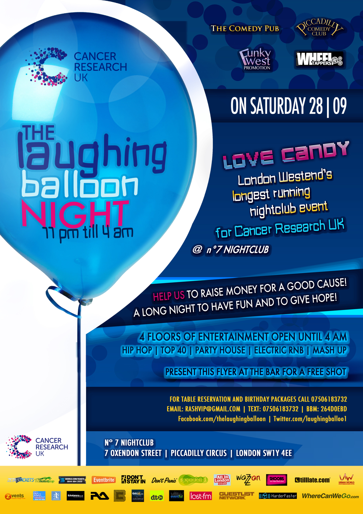 The Laughing Balloon Night - LOVE CANDY - Charity Event - CANCER RESEARCH UK