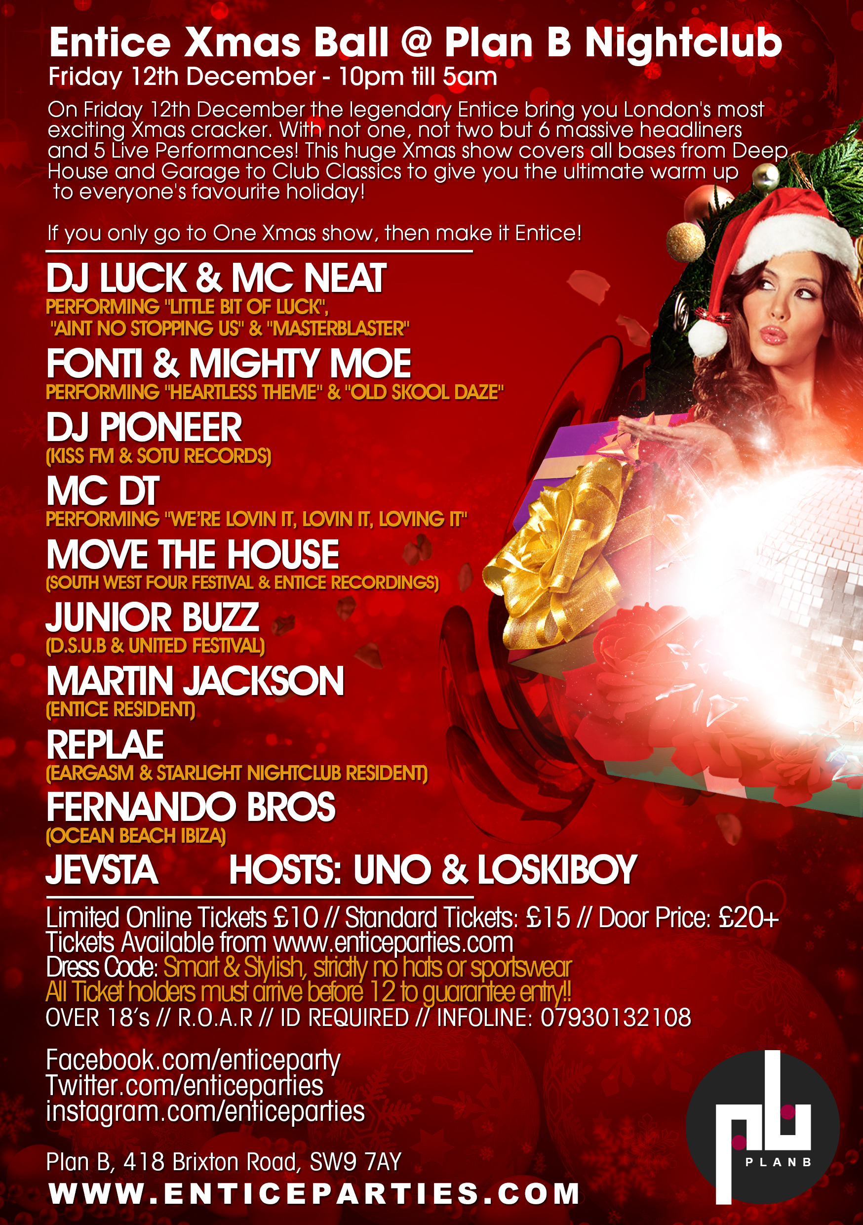 Entice Xmas Ball with DJ LUCK & MC NEAT +more