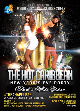 Hot Caribbean NYE Party Black & White Edition
