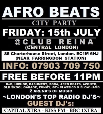 AFROBEATS CITY PARTY: CENTRAL LONDON: FREE
