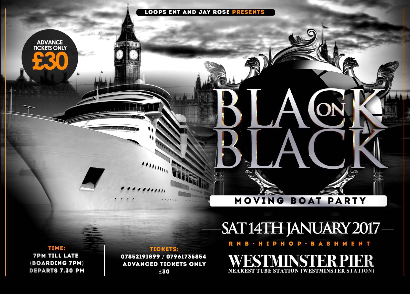 NEW YEARS ALL BLACK MOVING BOAT PARTY