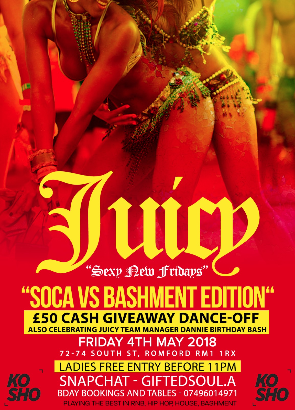 Juicy sexy Fridays Soca vs bashment bank hol