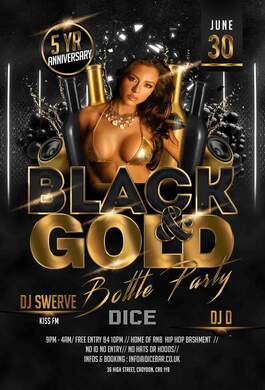 DJ SWERVE Black & Gold Bottle Party