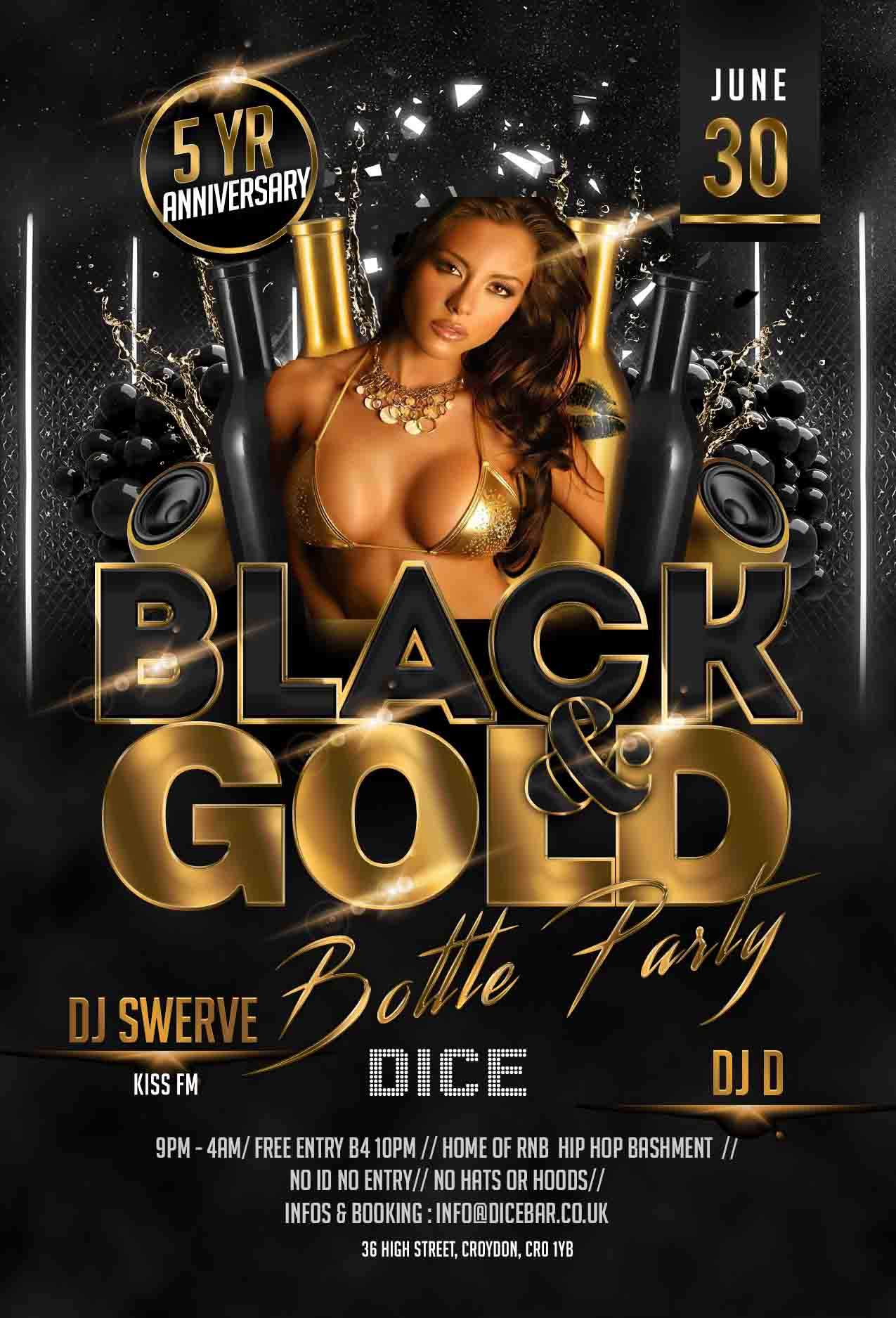 DJ SWERVE Black & Gold Bottle Party