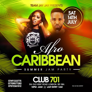 AFRO CARIBBEAN SUMMER JAM PARTY / SAT 14TH JULY