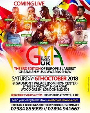 THE 3RD ANNUAL GHANA MUSIC AWARDS UK 2018