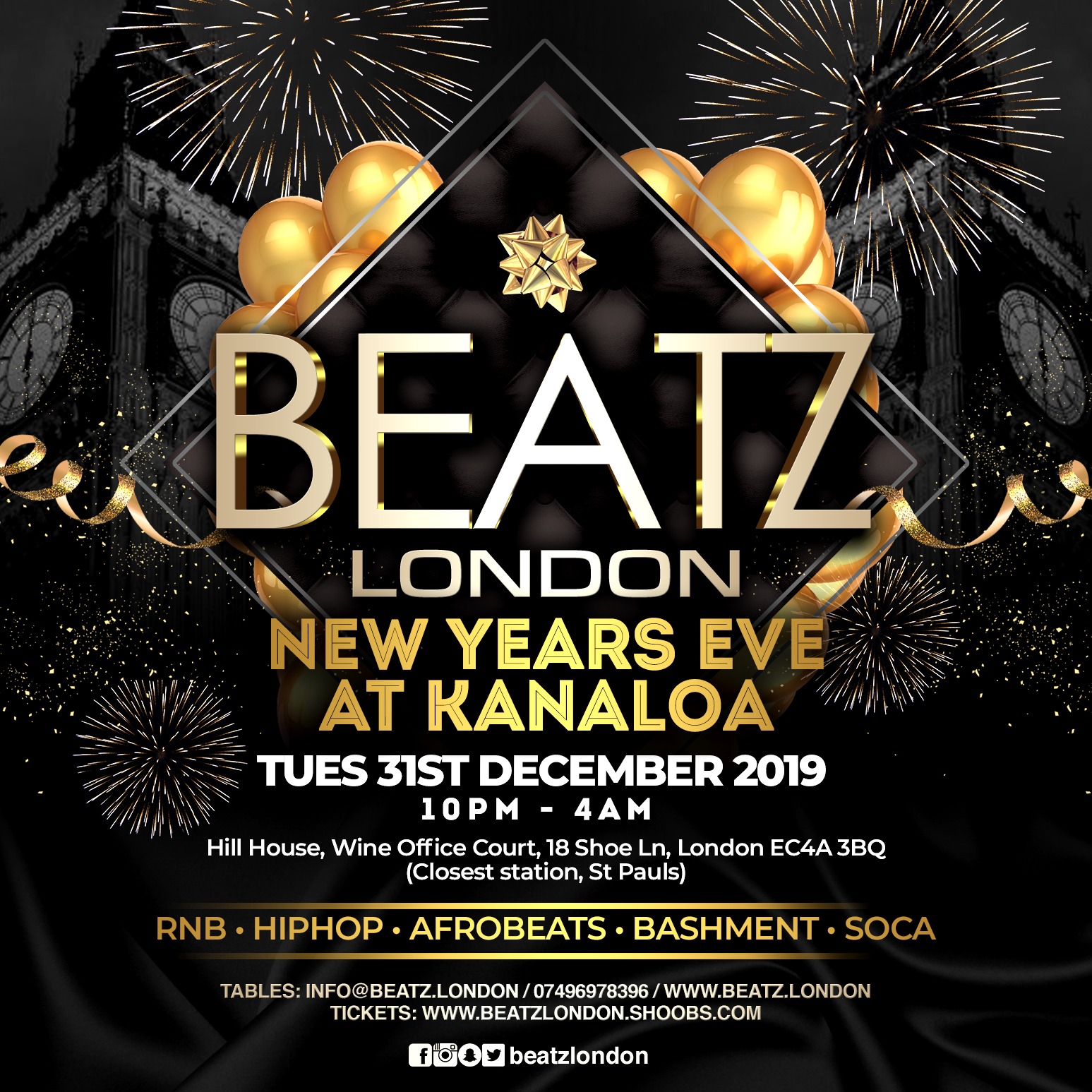 BEATZ LONDON |♚| NEW YEARS EVE PARTY