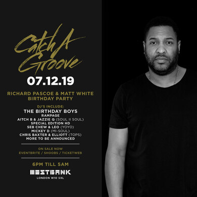 CATCH A GROOVE - SAT 7TH DECEMBER