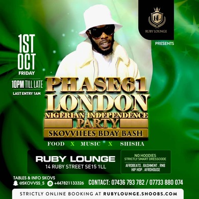 Ruby Lounge Saturdays - Nigeria Independence 