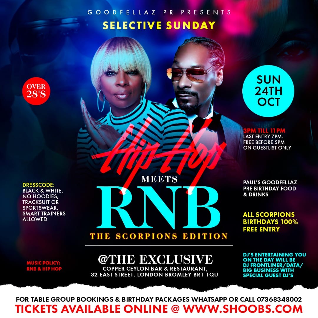 GOODFELLAZ PR PRESENTS  **SELECTIVE SUNDAY** (THE SCORPIONS EDITION) 