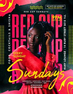Ruby Lounge Sundays -  Red Cup