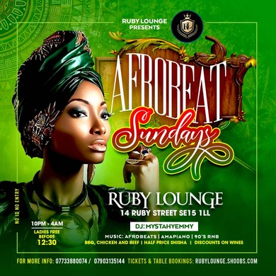 Ruby Lounge Sundays -  Valentine's Special - Afrobeat Sundays