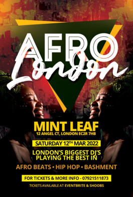 AFRO LONDON (LONDONS BIGGEST AFROBEATS PARTY) 