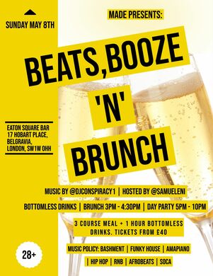 BEATS, BOOZE 'N' BRUNCH DAY PARTY (over 28s)