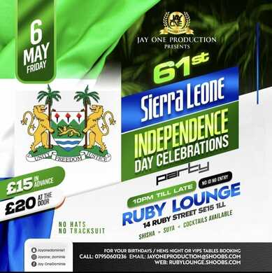 Ruby Lounge -  61st Sierra Leone Independence Party