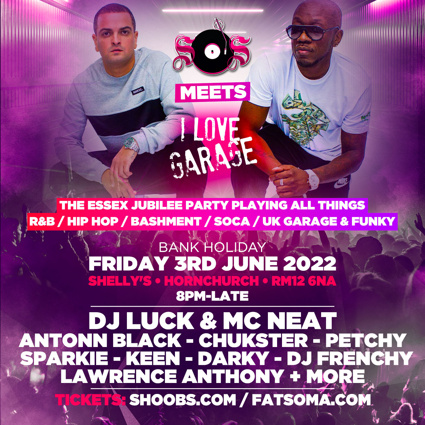 SOS meets I Love Garage - Fri 3rd June @ Shelly's