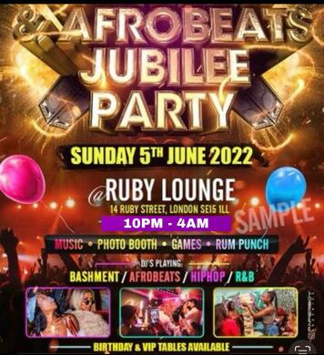 Ruby Lounge Sundays -  Afrobeats Jubilee Sunday