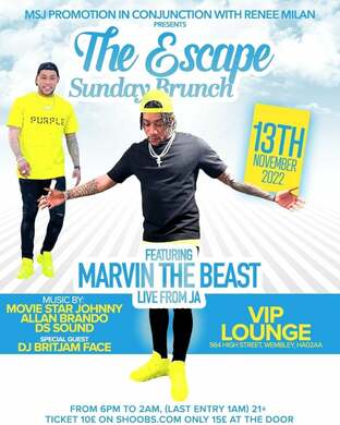 THE ESCAPE SUNDAY BRUNCH MARVIN THE BEAST 