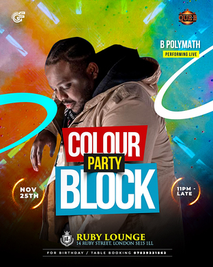 B POLYMATH  HOST COLOURBLOCK PARTY  