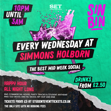 SinBin Wednesdays @ Simmons Holborn (£2.50 Drinks) 