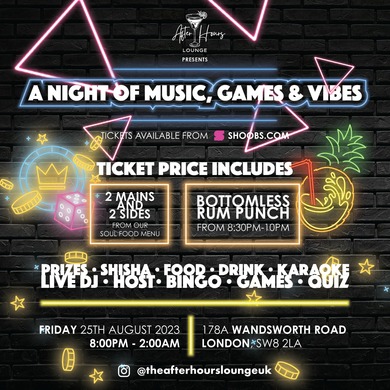 After Hours Lounge Presents... A Night of Music, Games & Vibes 