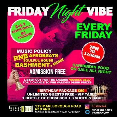 SUSSEX BAR - FREE EVERY FRIDAY