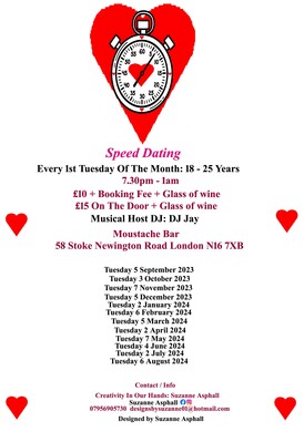 Speed Dating.  18 - 25 years.  Tuesday 