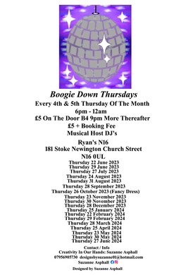 Boogie Down Thursdays. Every 4th & 5th Thursday of the month 