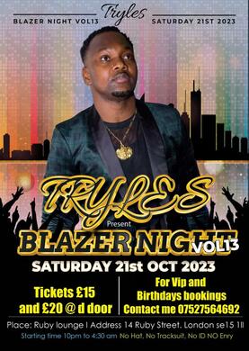 Ruby Lounge - Afrobeats Vs Bashment - Blazer Night