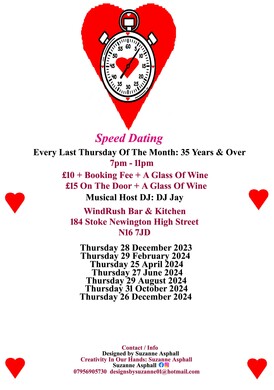 Speed dating 35 years & over. Every Last Thursday of the month 