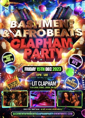 Bashment & Afrobeats Clapham Party - Everyone Free Before 12AM