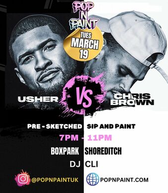 Usher vs Chris Brown Pre-Sketched Sip N Paint 