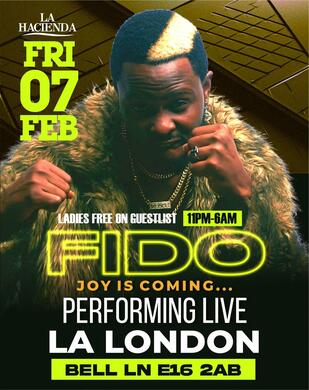 FIDO JOY IS COMING PERFORMING LIVE FRIDAY FEB 7th @ LA LOUNGE HACIENDA   